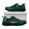 Tropical Green Leaves Print Black Running Shoes