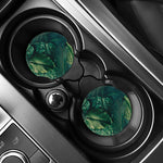 Tropical Green Leaves Print Car Coasters
