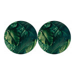 Tropical Green Leaves Print Car Coasters