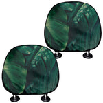 Tropical Green Leaves Print Car Headrest Covers