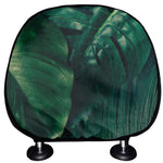 Tropical Green Leaves Print Car Headrest Covers