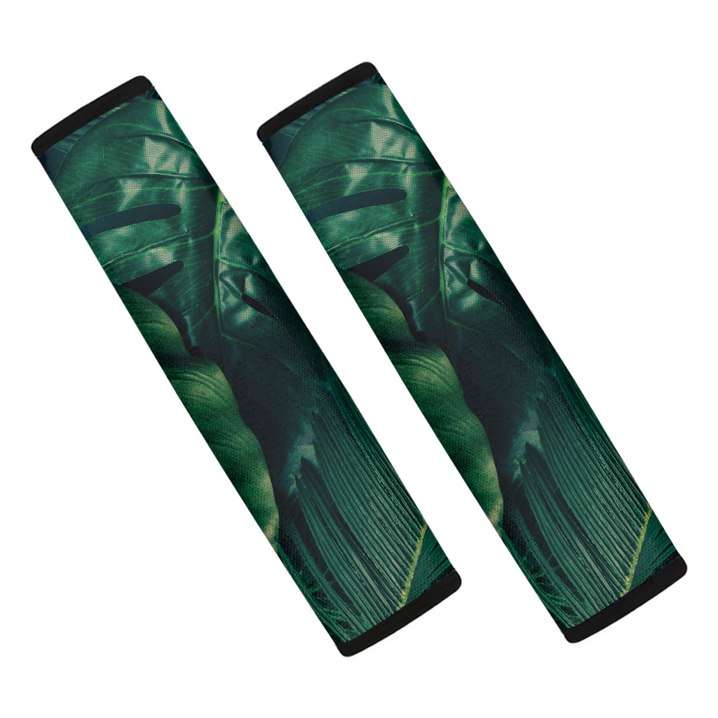 Tropical Green Leaves Print Car Seat Belt Covers