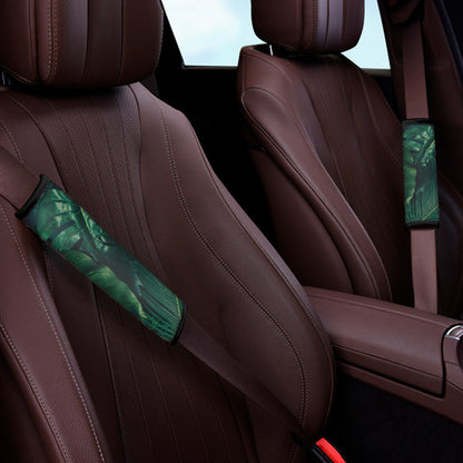 Tropical Green Leaves Print Car Seat Belt Covers