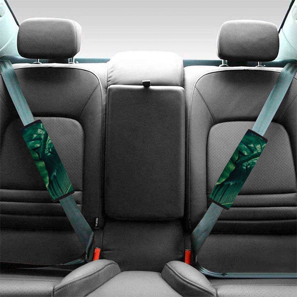 Tropical Green Leaves Print Car Seat Belt Covers