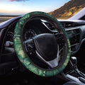 Tropical Green Leaves Print Car Steering Wheel Cover