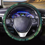 Tropical Green Leaves Print Car Steering Wheel Cover