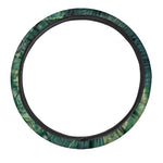 Tropical Green Leaves Print Car Steering Wheel Cover