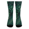 Tropical Green Leaves Print Crew Socks