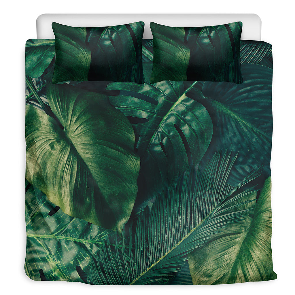 Tropical Green Leaves Print Duvet Cover Bedding Set
