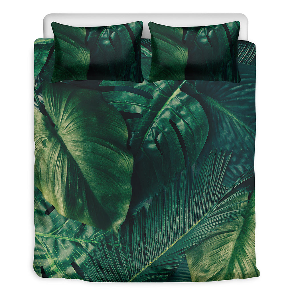 Tropical Green Leaves Print Duvet Cover Bedding Set