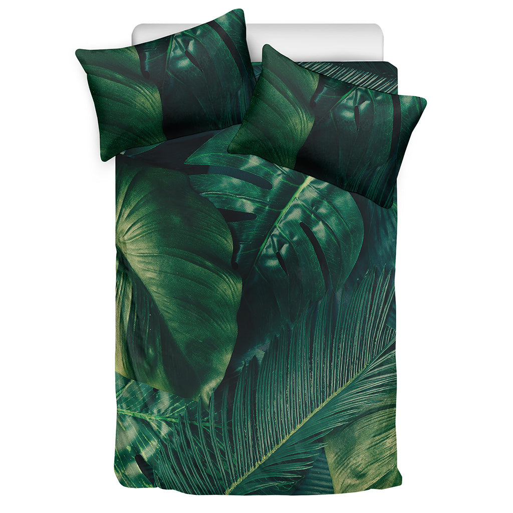 Tropical Green Leaves Print Duvet Cover Bedding Set