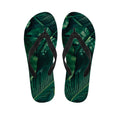 Tropical Green Leaves Print Flip Flops