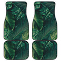 Tropical Green Leaves Print Front and Back Car Floor Mats