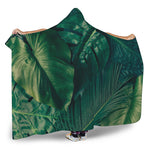 Tropical Green Leaves Print Hooded Blanket