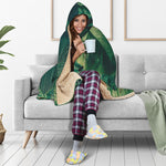 Tropical Green Leaves Print Hooded Blanket