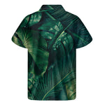 Tropical Green Leaves Print Men's Short Sleeve Shirt