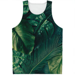Tropical Green Leaves Print Men's Tank Top