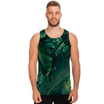 Tropical Green Leaves Print Men's Tank Top