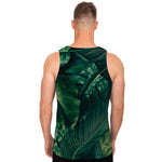 Tropical Green Leaves Print Men's Tank Top