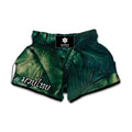 Tropical Green Leaves Print Muay Thai Boxing Shorts