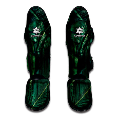 Tropical Green Leaves Print Muay Thai Shin Guard