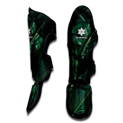 Tropical Green Leaves Print Muay Thai Shin Guard