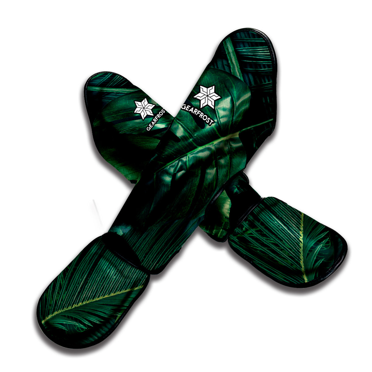 Tropical Green Leaves Print Muay Thai Shin Guard