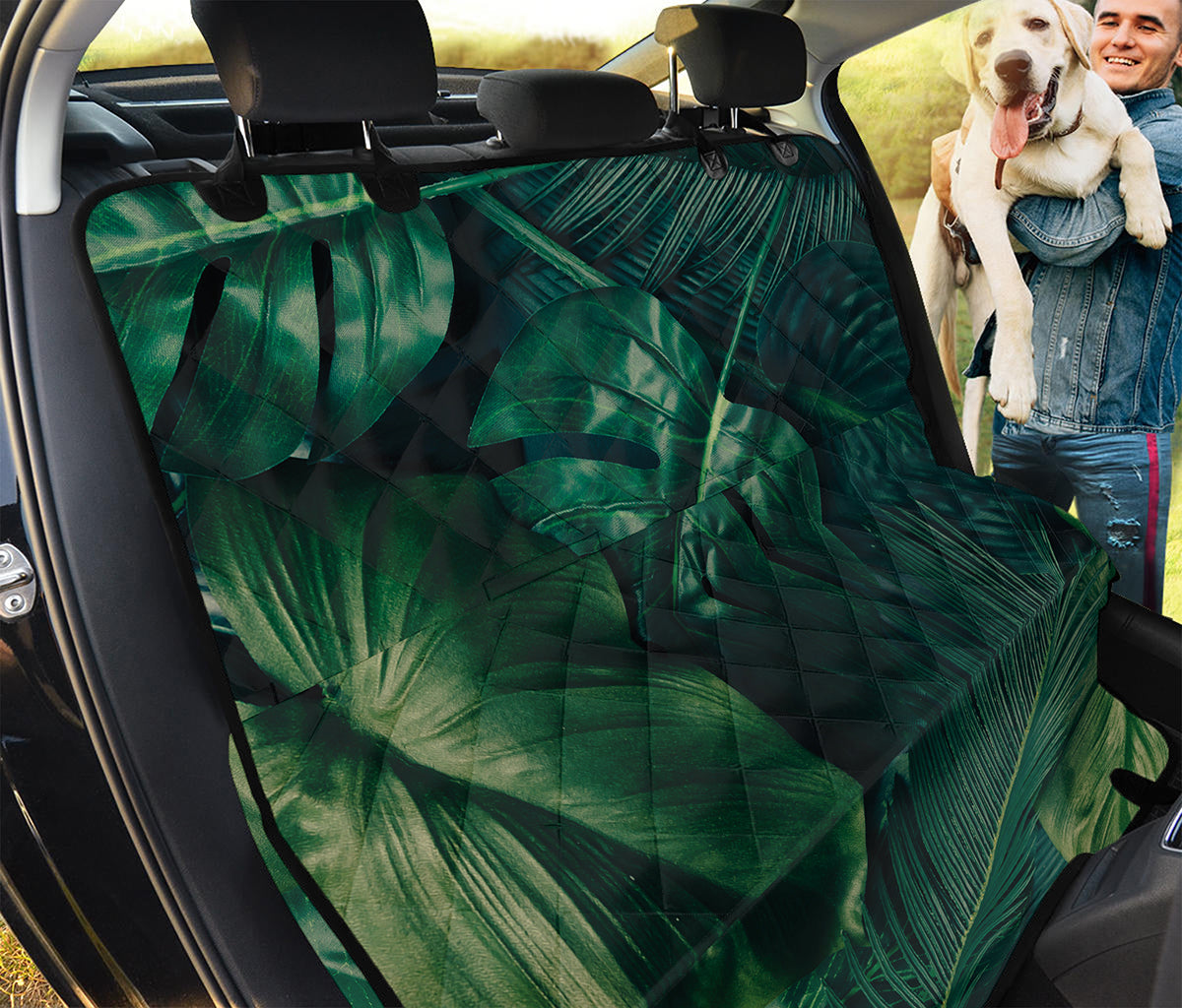 Tropical Green Leaves Print Pet Car Back Seat Cover