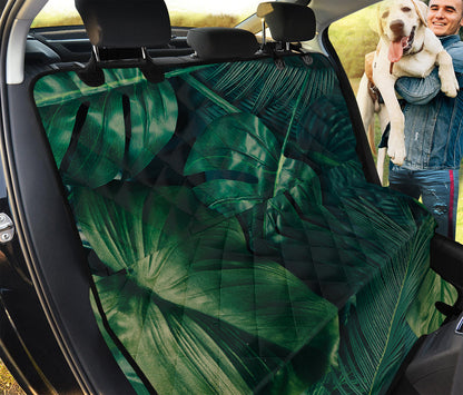 Tropical Green Leaves Print Pet Car Back Seat Cover
