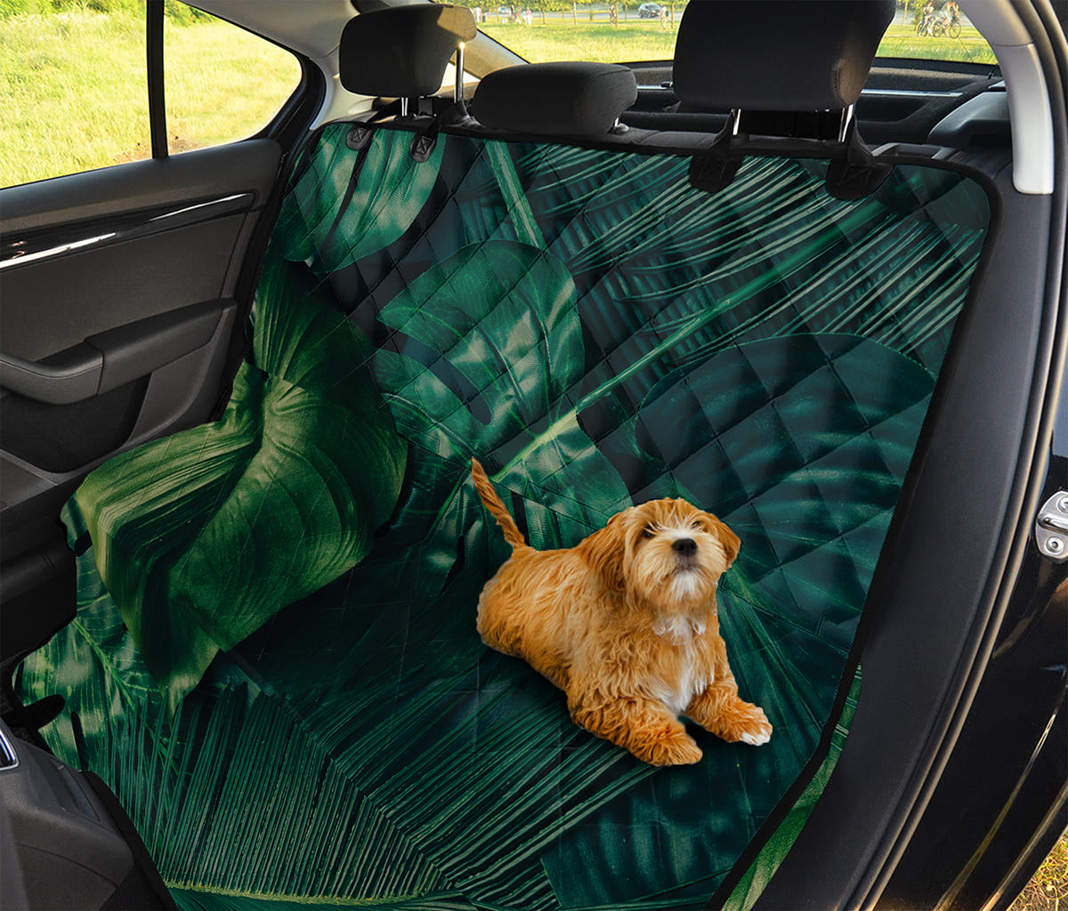 Tropical Green Leaves Print Pet Car Back Seat Cover