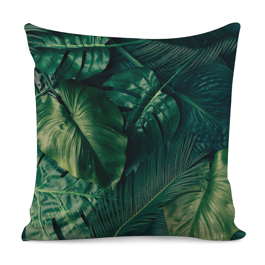 Tropical Green Leaves Print Pillow Cover