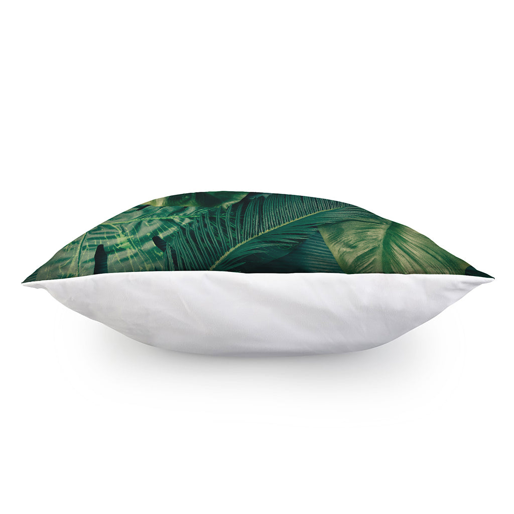 Tropical Green Leaves Print Pillow Cover