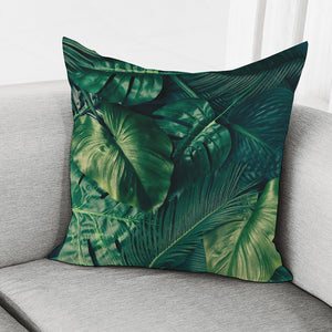 Tropical Green Leaves Print Pillow Cover