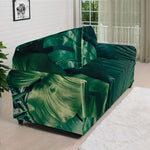 Tropical Green Leaves Print Sofa Cover