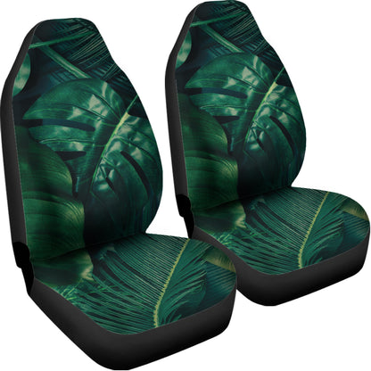Tropical Green Leaves Print Universal Fit Car Seat Covers