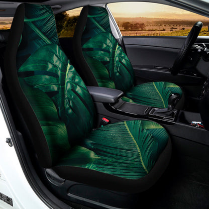 Tropical Green Leaves Print Universal Fit Car Seat Covers