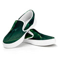 Tropical Green Leaves Print White Slip On Sneakers