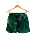 Tropical Green Leaves Print Women's Shorts