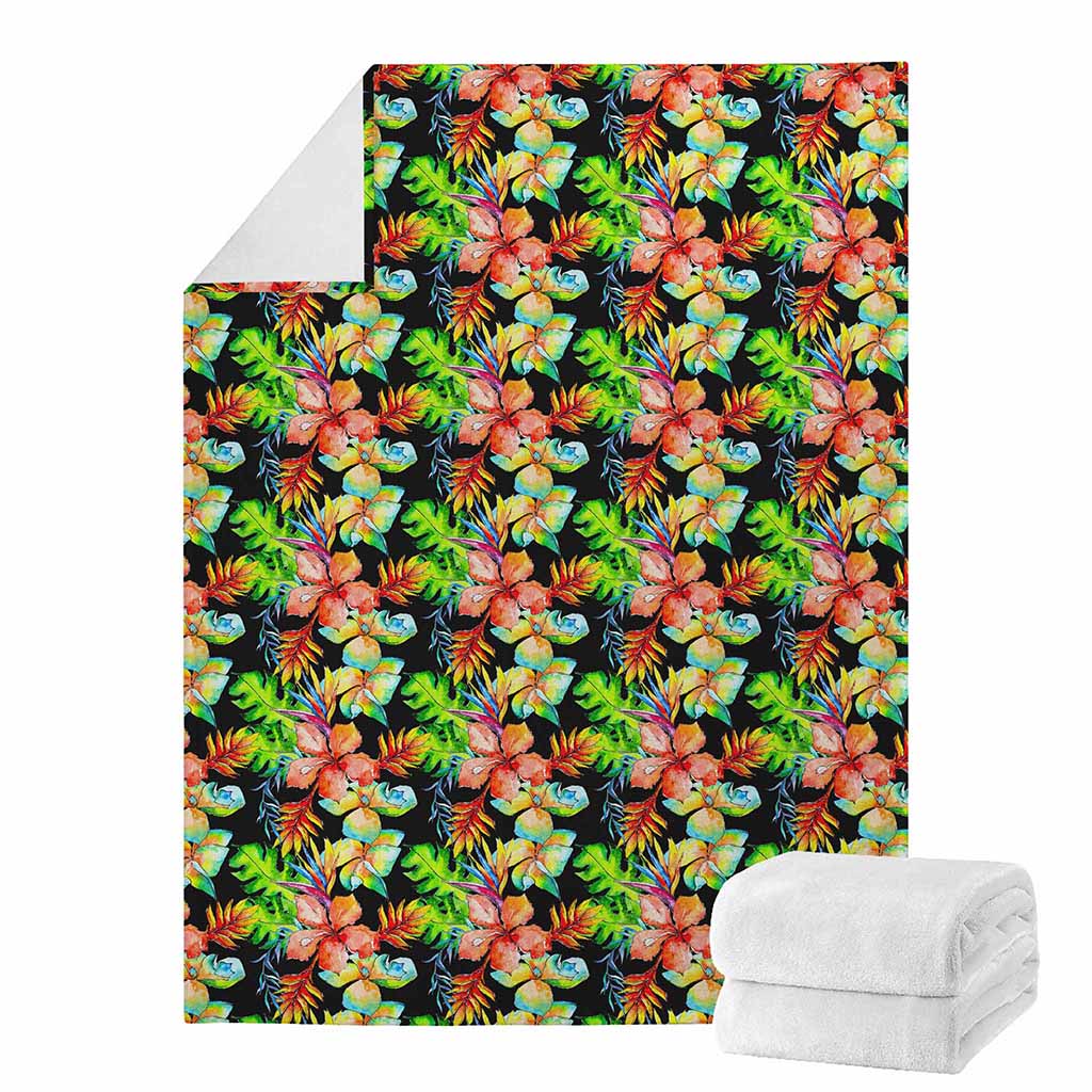 Tropical Hawaii Flowers Pattern Print Blanket