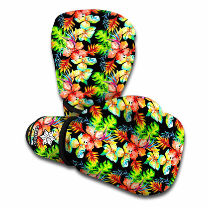 Tropical Hawaii Flowers Pattern Print Boxing Gloves