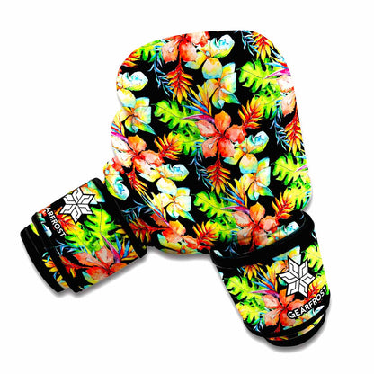 Tropical Hawaii Flowers Pattern Print Boxing Gloves
