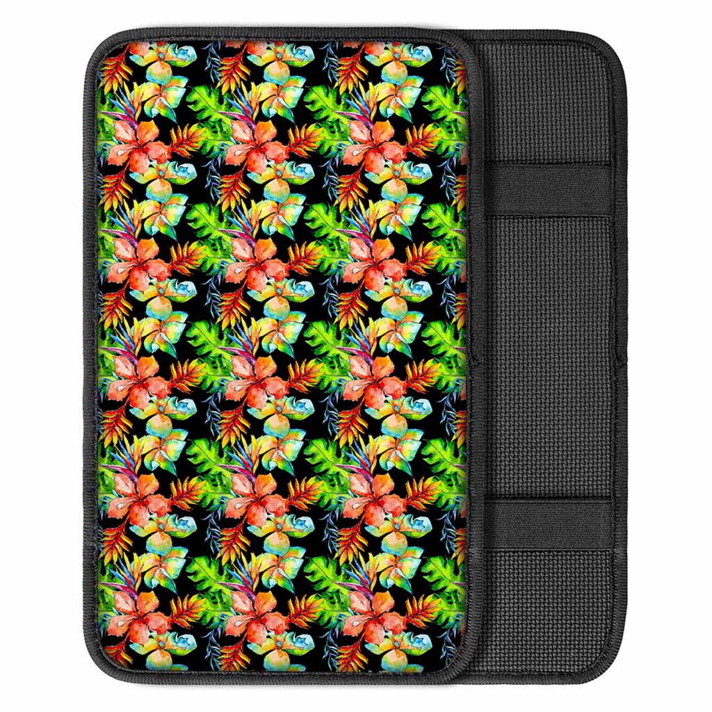 Tropical Hawaii Flowers Pattern Print Car Center Console Cover