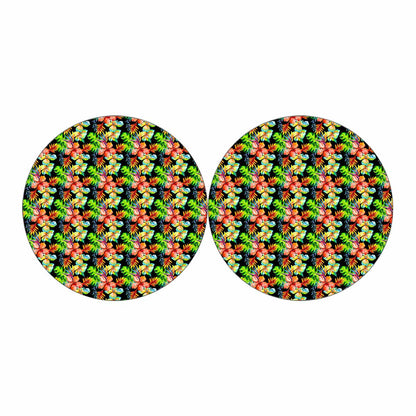 Tropical Hawaii Flowers Pattern Print Car Coasters