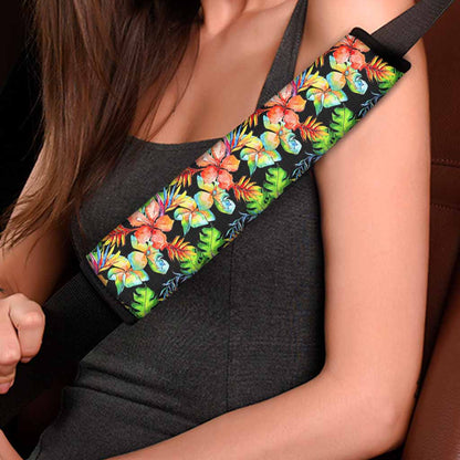 Tropical Hawaii Flowers Pattern Print Car Seat Belt Covers