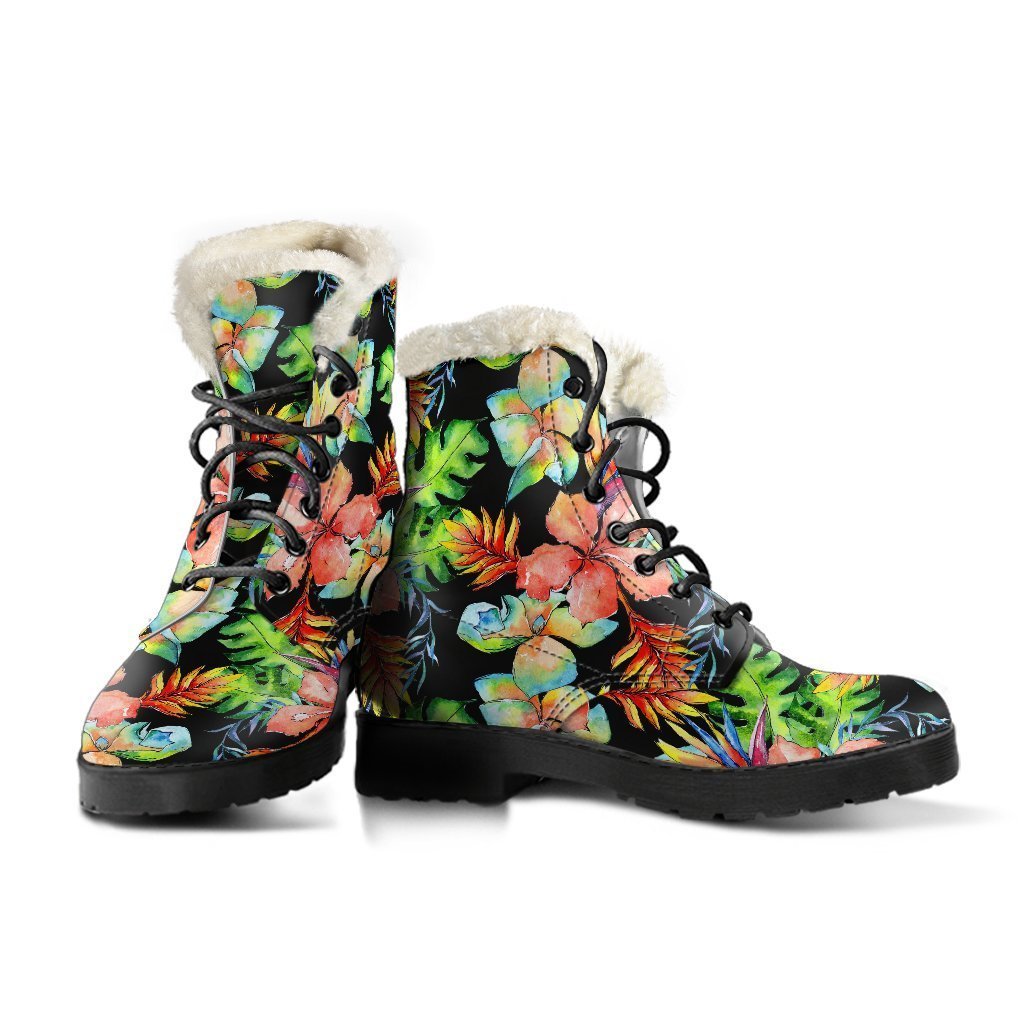 Tropical Hawaii Flowers Pattern Print Comfy Boots GearFrost