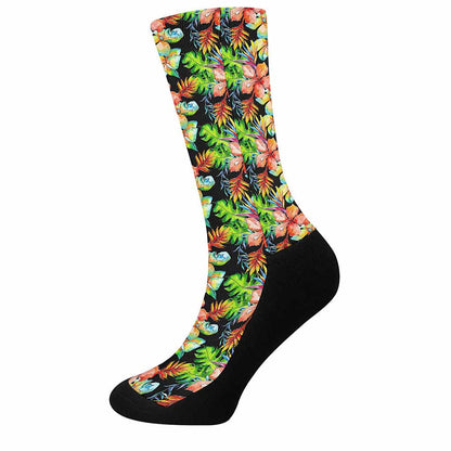 Tropical Hawaii Flowers Pattern Print Crew Socks