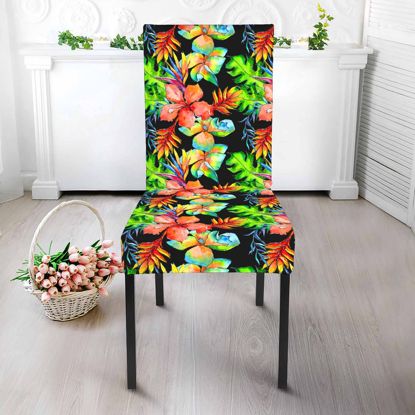 Tropical Hawaii Flowers Pattern Print Dining Chair Slipcover