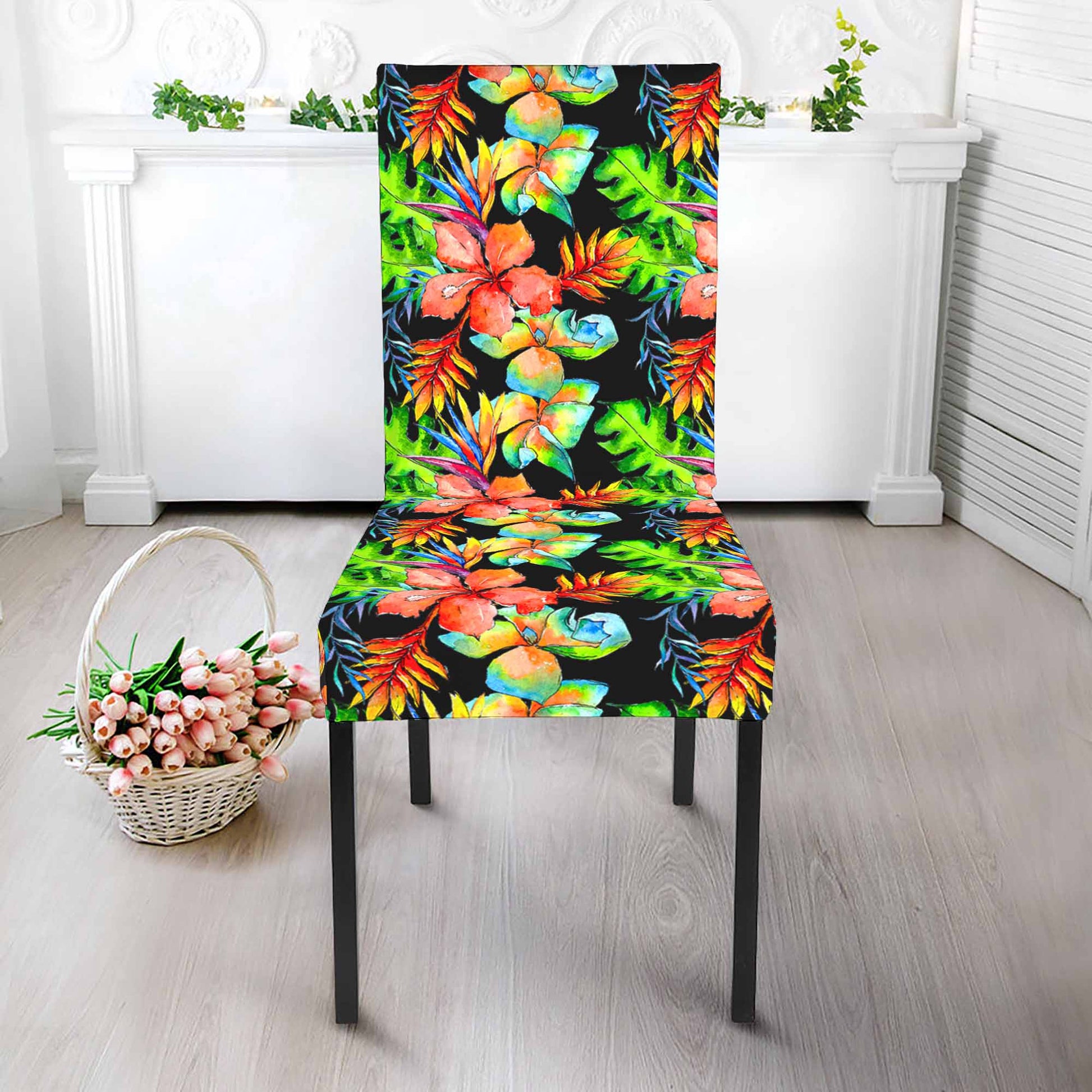 Tropical Hawaii Flowers Pattern Print Dining Chair Slipcover