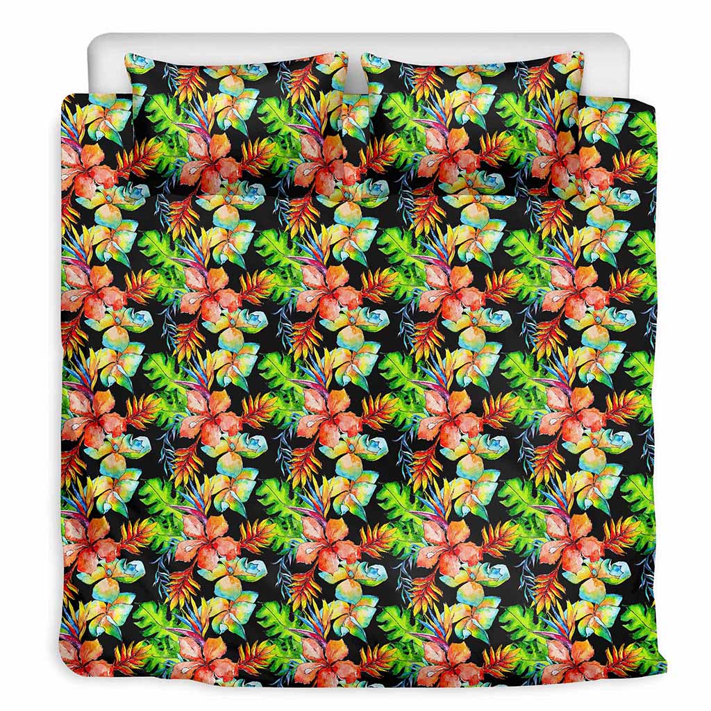 Tropical Hawaii Flowers Pattern Print Duvet Cover Bedding Set