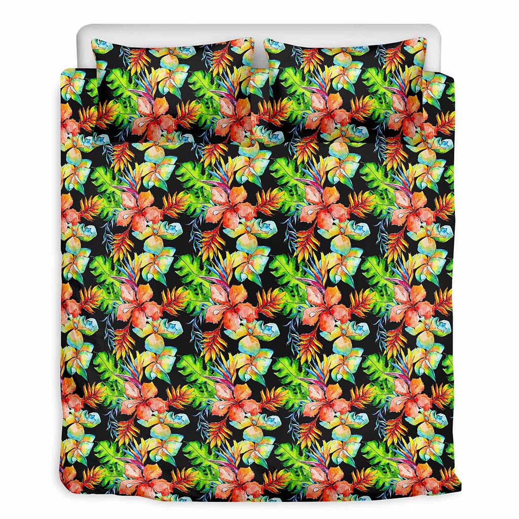 Tropical Hawaii Flowers Pattern Print Duvet Cover Bedding Set